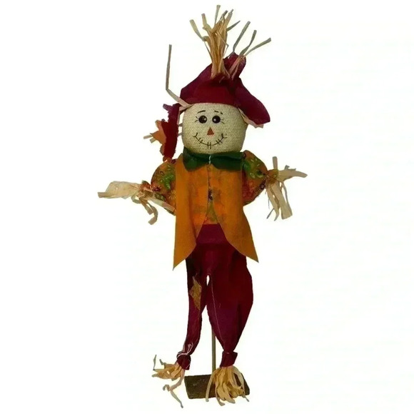 GREENBRIER INTERNATIONAL INC STANDING DOLL AUTUMN FALL DECOR SCARECROW - Picture 1 of 9